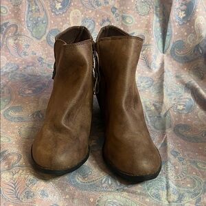 Dollar General Brown Faux Suede Double Buckle Ankle Boots Size 10 FW16